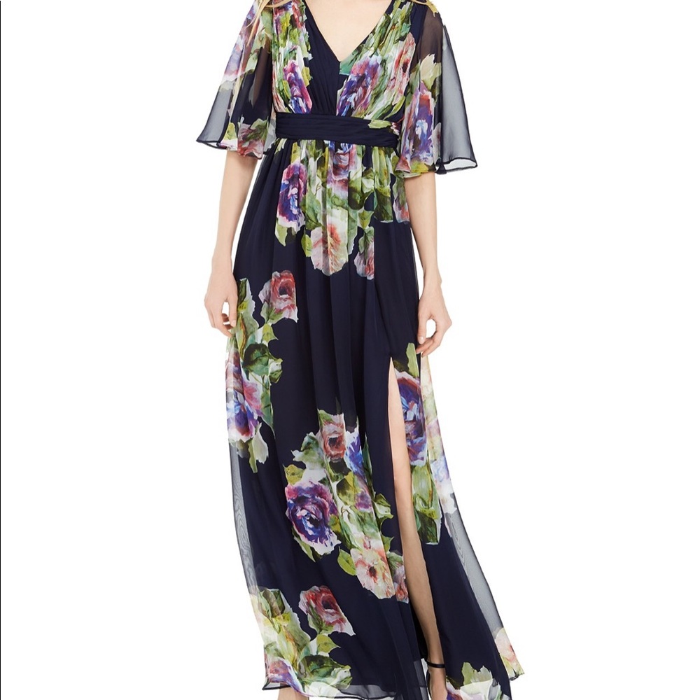 Adrianna Papell Printed Chiffon Gown